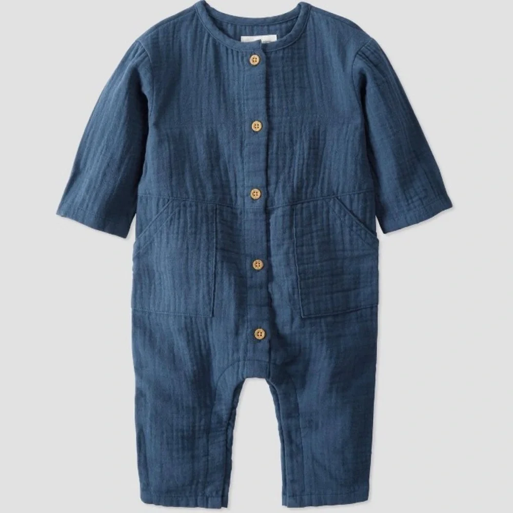 Carter's Little Planet Organic Baby Gauze Romper Blue Size‎ 3M
